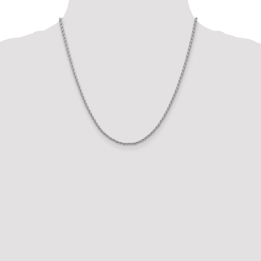 14K White Gold 20 inch 2.25mm Parisian Wheat with Lobster Clasp Chain