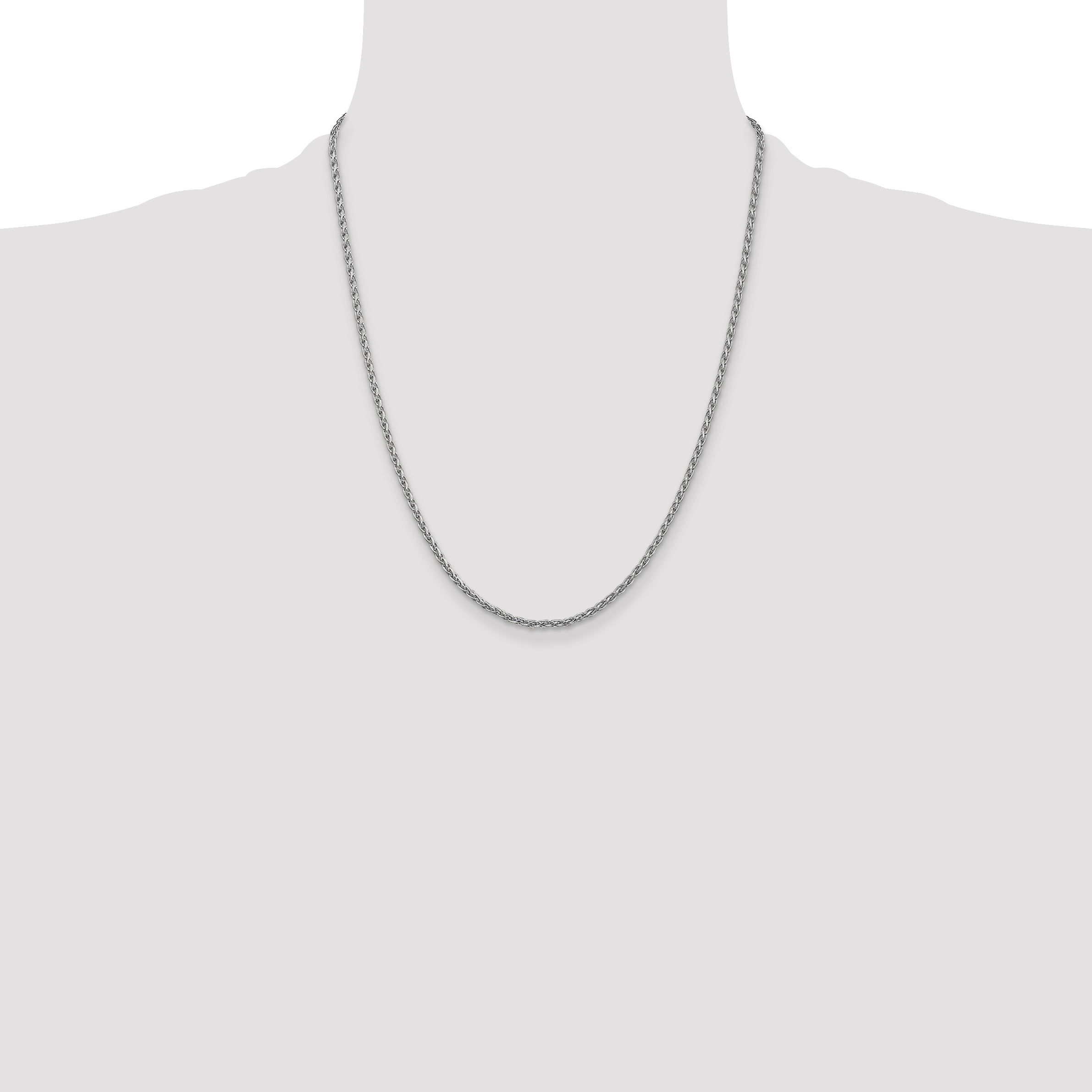 14K White Gold 22 inch 2.25mm Parisian Wheat with Lobster Clasp Chain