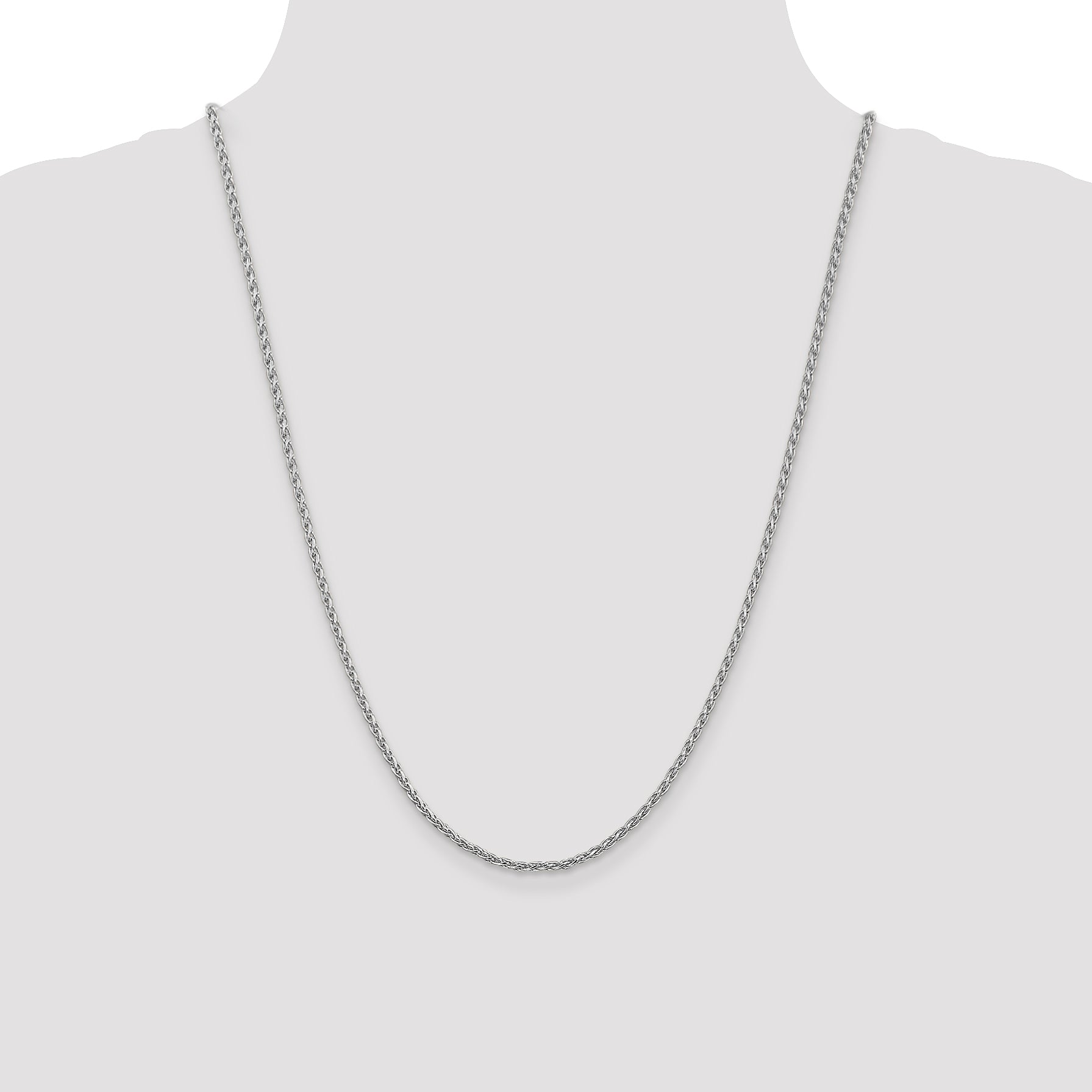 14K White Gold 24 inch 2.25mm Parisian Wheat with Lobster Clasp Chain