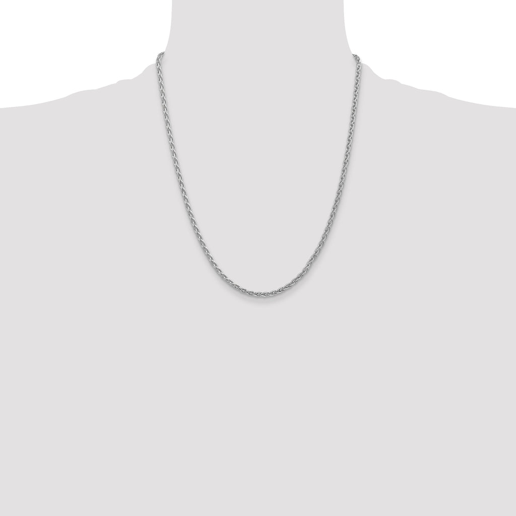 14K White Gold 22 inch 4mm Parisian Wheat with Lobster Clasp Chain