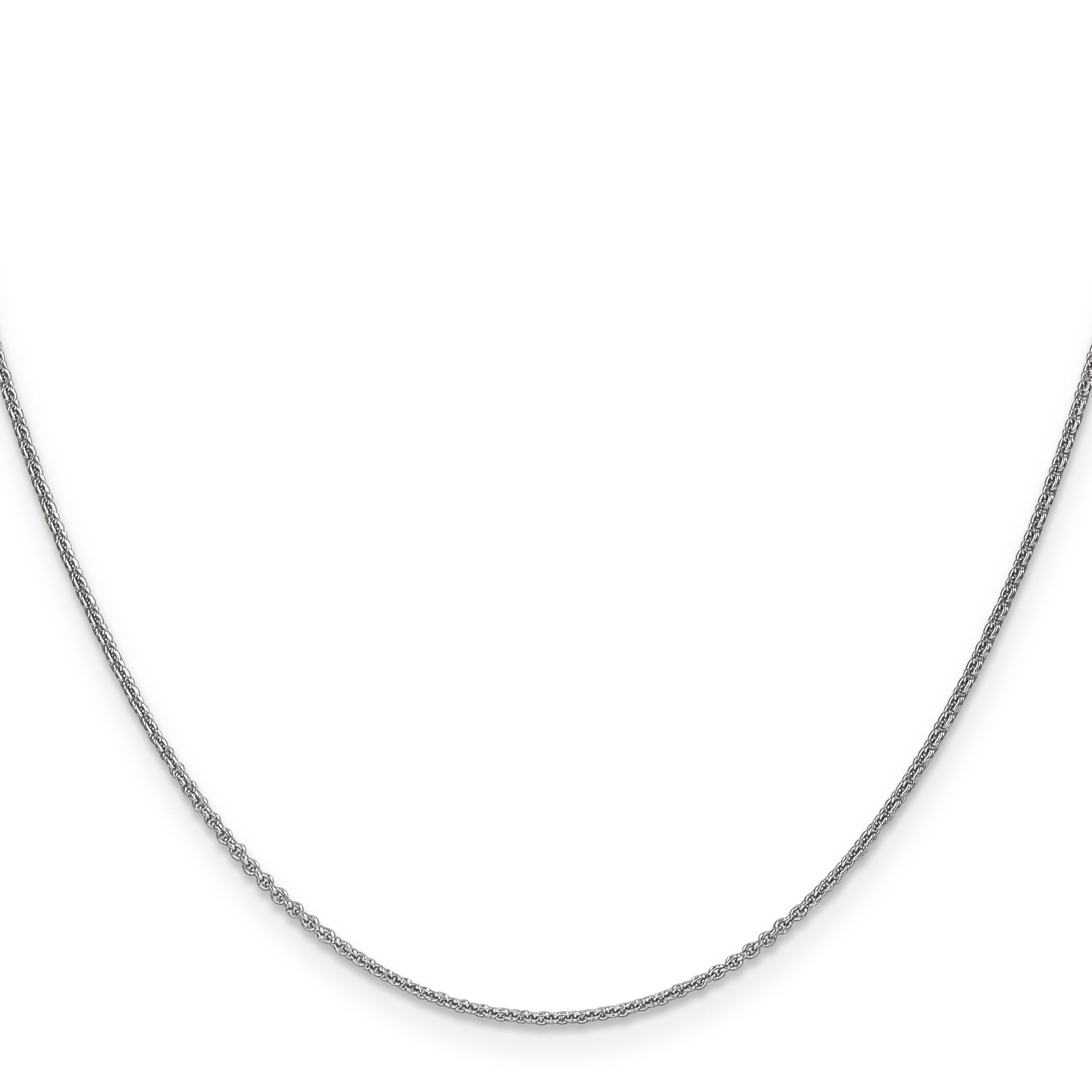 14K White Gold 30 inch 1mm Round Open Link Cable with Lobster Clasp Chain