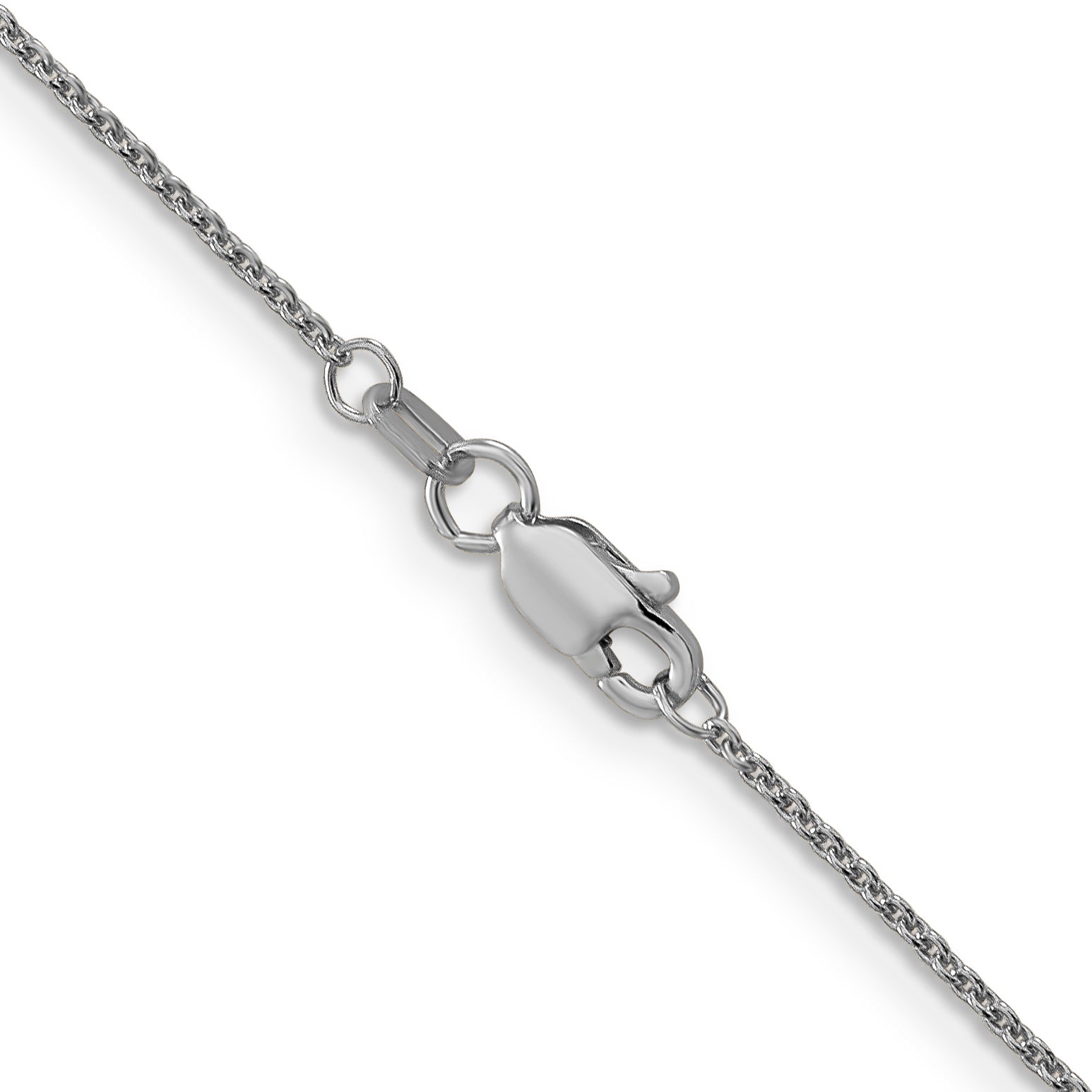 14K White Gold 30 inch 1mm Round Open Link Cable with Lobster Clasp Chain