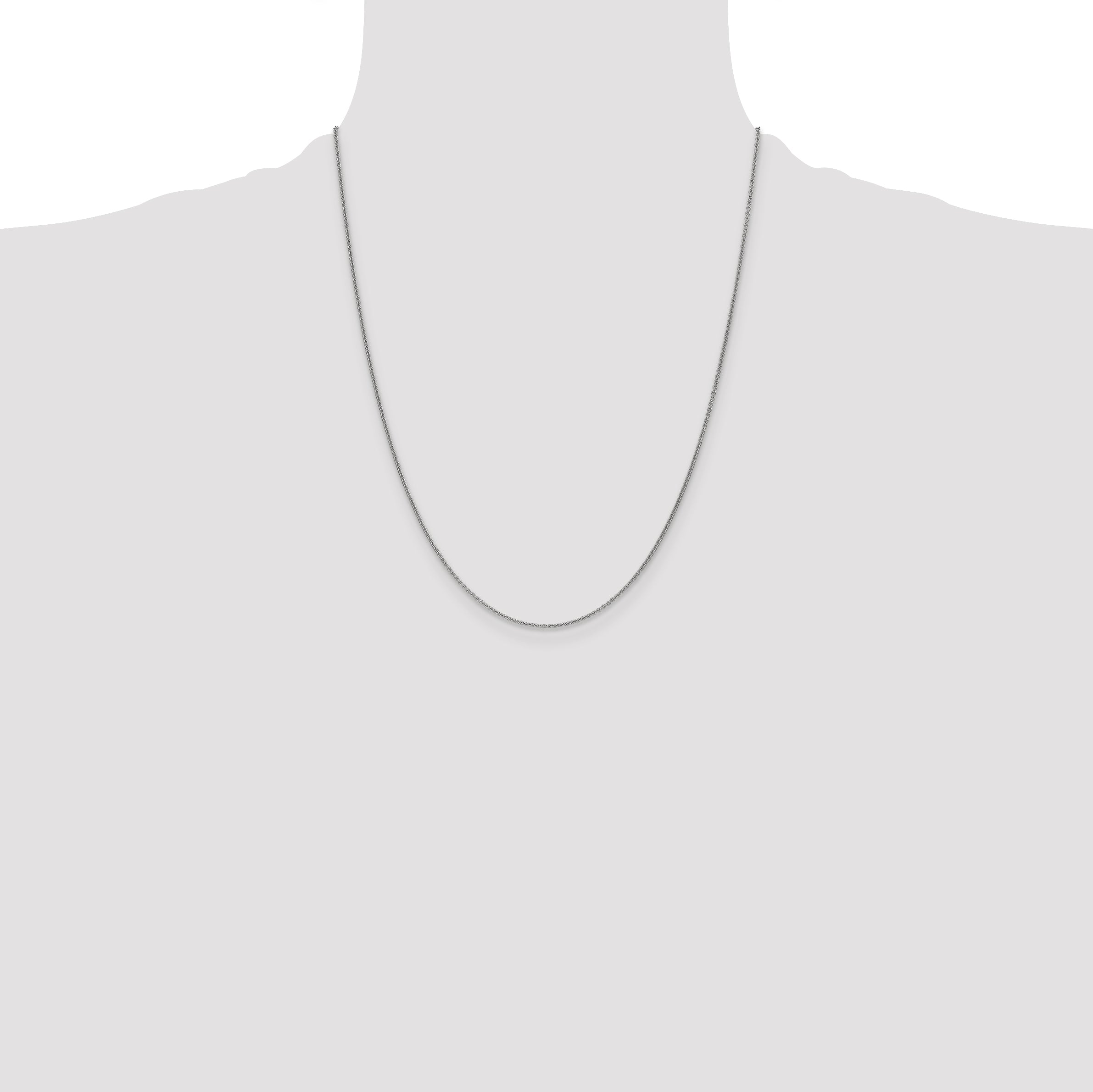 14K White Gold 1mm Round Open Link Cable with Lobster Clasp Chain