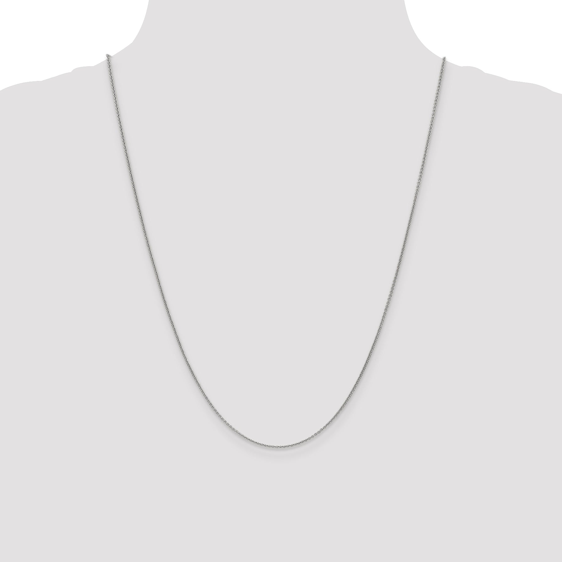 14K White Gold 1mm Round Open Link Cable with Lobster Clasp Chain