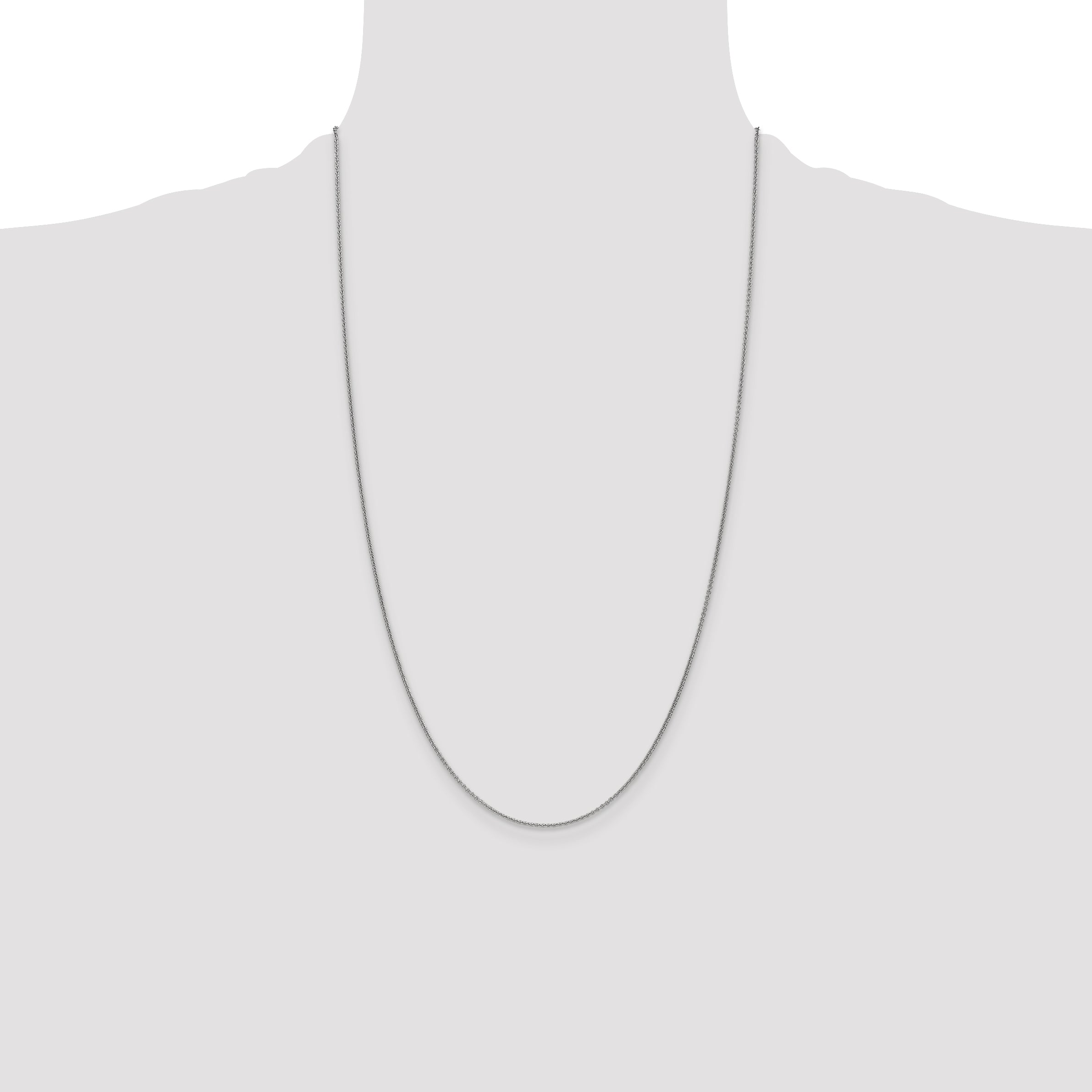 14K White Gold 26 inch 1mm Round Open Link Cable with Lobster Clasp Chain