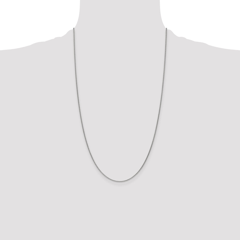 14K White Gold 1mm Round Open Link Cable with Lobster Clasp Chain