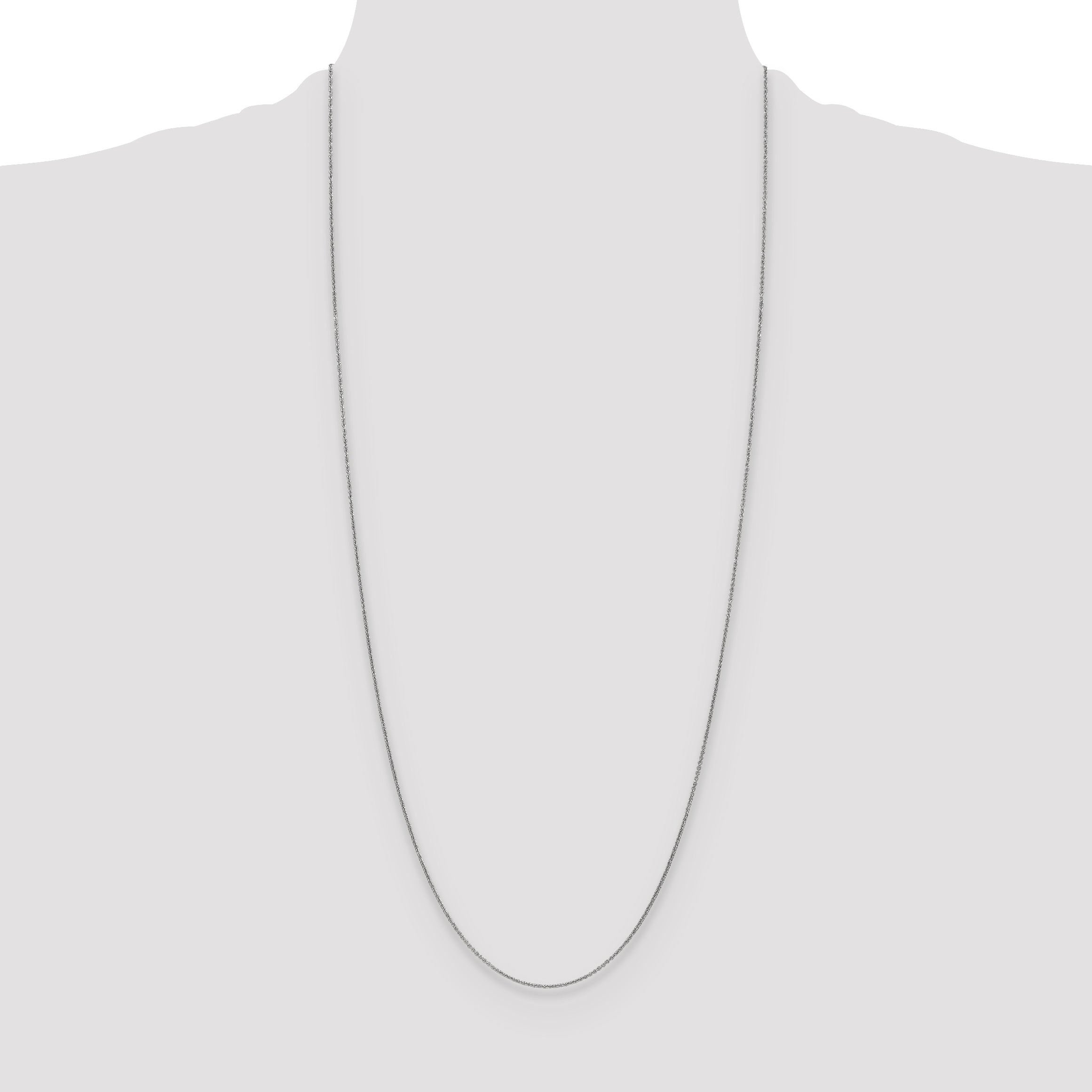 14K White Gold 30 inch 1mm Round Open Link Cable with Lobster Clasp Chain