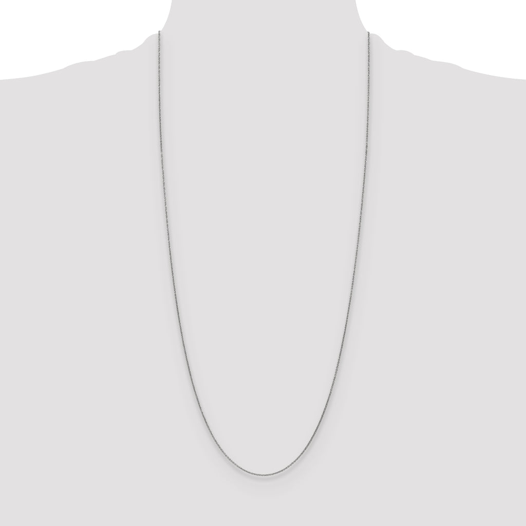 14K White Gold 1mm Round Open Link Cable with Lobster Clasp Chain