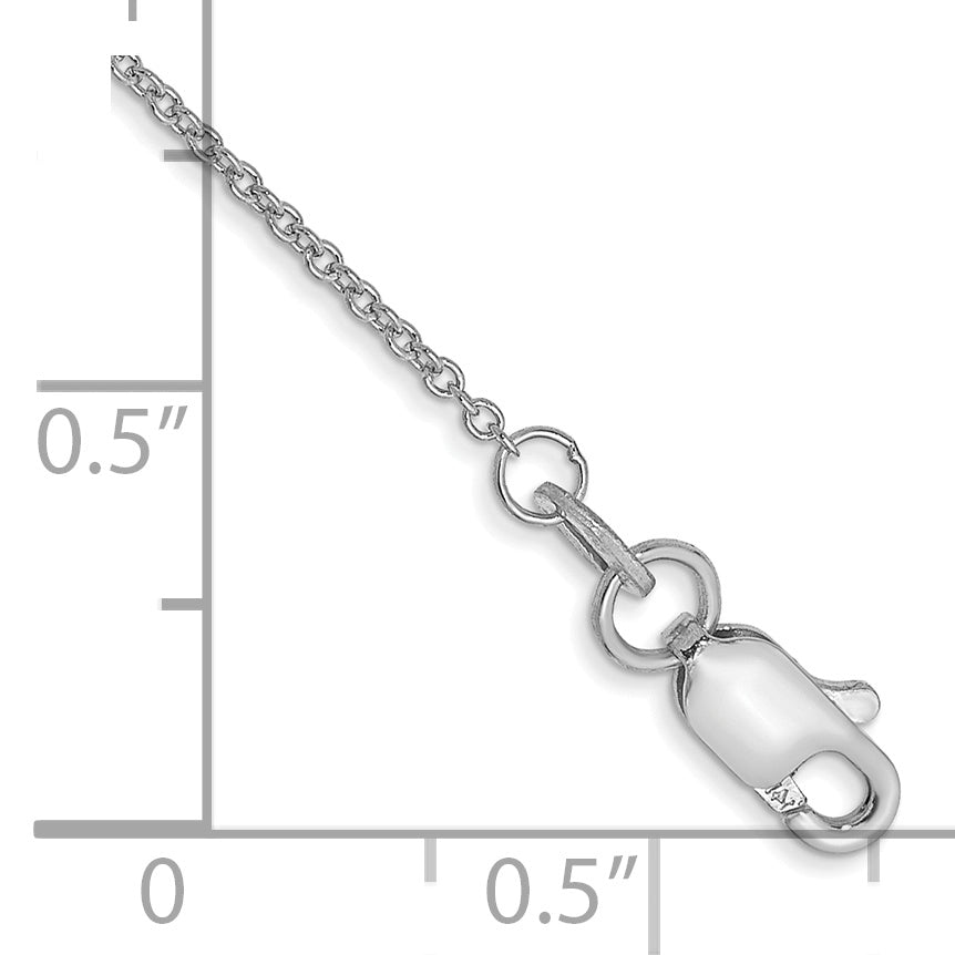 14K White Gold 10 inch 1mm Round Open Link Cable with Lobster Clasp Anklet