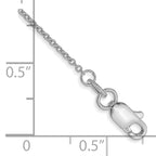 14K White Gold 10 inch 1mm Round Open Link Cable with Lobster Clasp Anklet