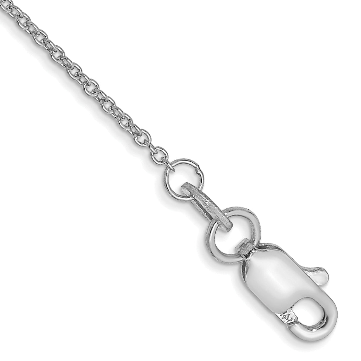 14K White Gold 10 inch 1mm Round Open Link Cable with Lobster Clasp Anklet Main image