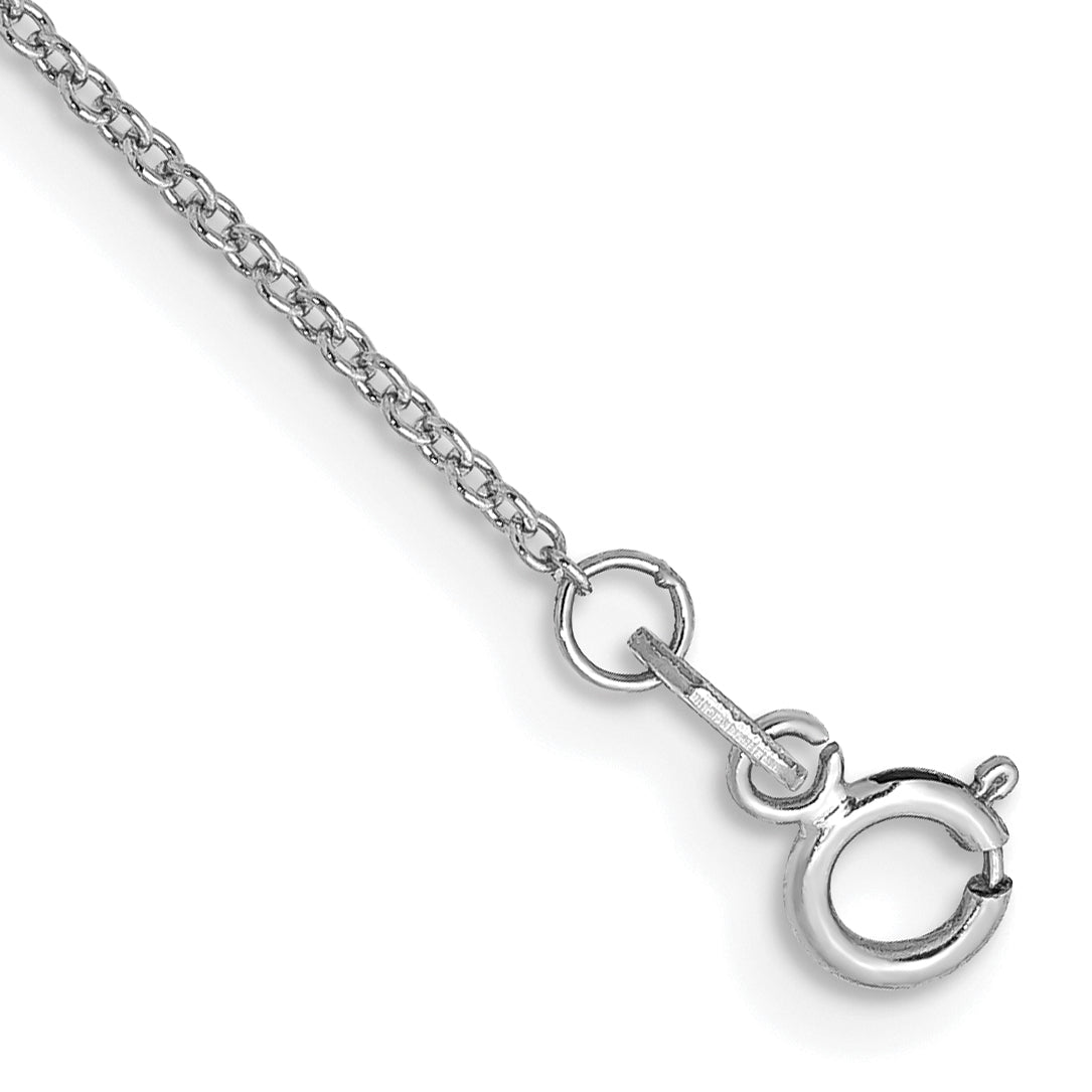 14K White Gold 10 inch .9mm Cable with Spring Ring Clasp Anklet Main image