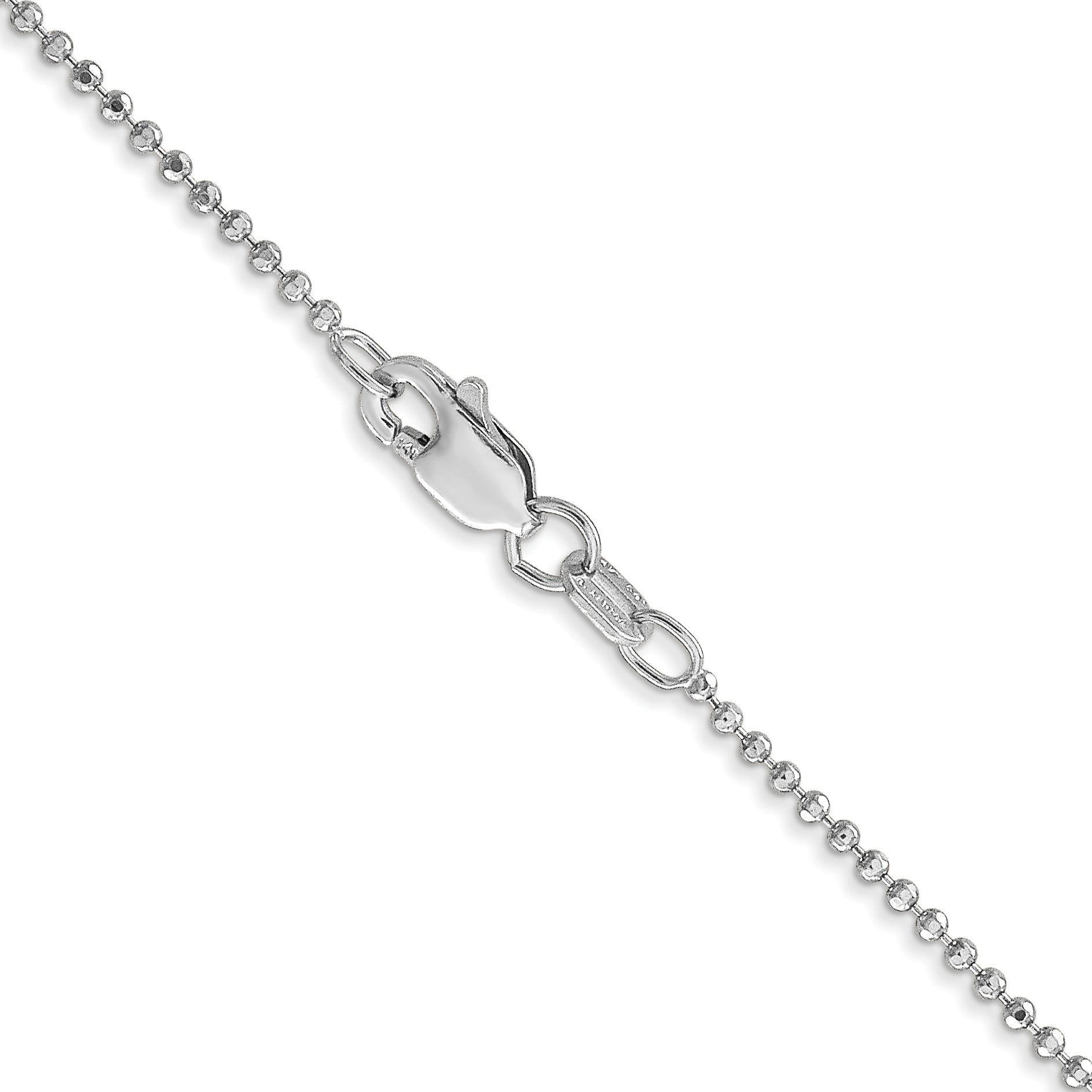 14K White Gold 24 inch 1.2mm Diamond-cut Beaded with Lobter Clasp Pendant Chain
