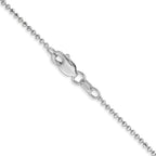 14K White Gold 24 inch 1.2mm Diamond-cut Beaded with Lobter Clasp Pendant Chain