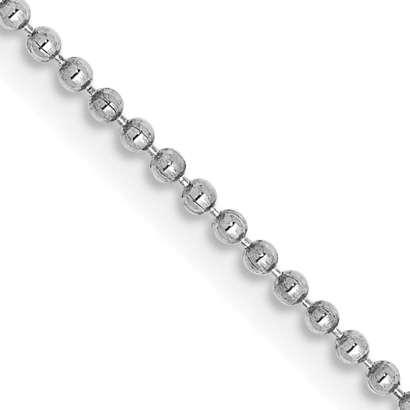 14K White Gold 24 inch 1.2mm Diamond-cut Beaded with Lobter Clasp Pendant Chain Main image