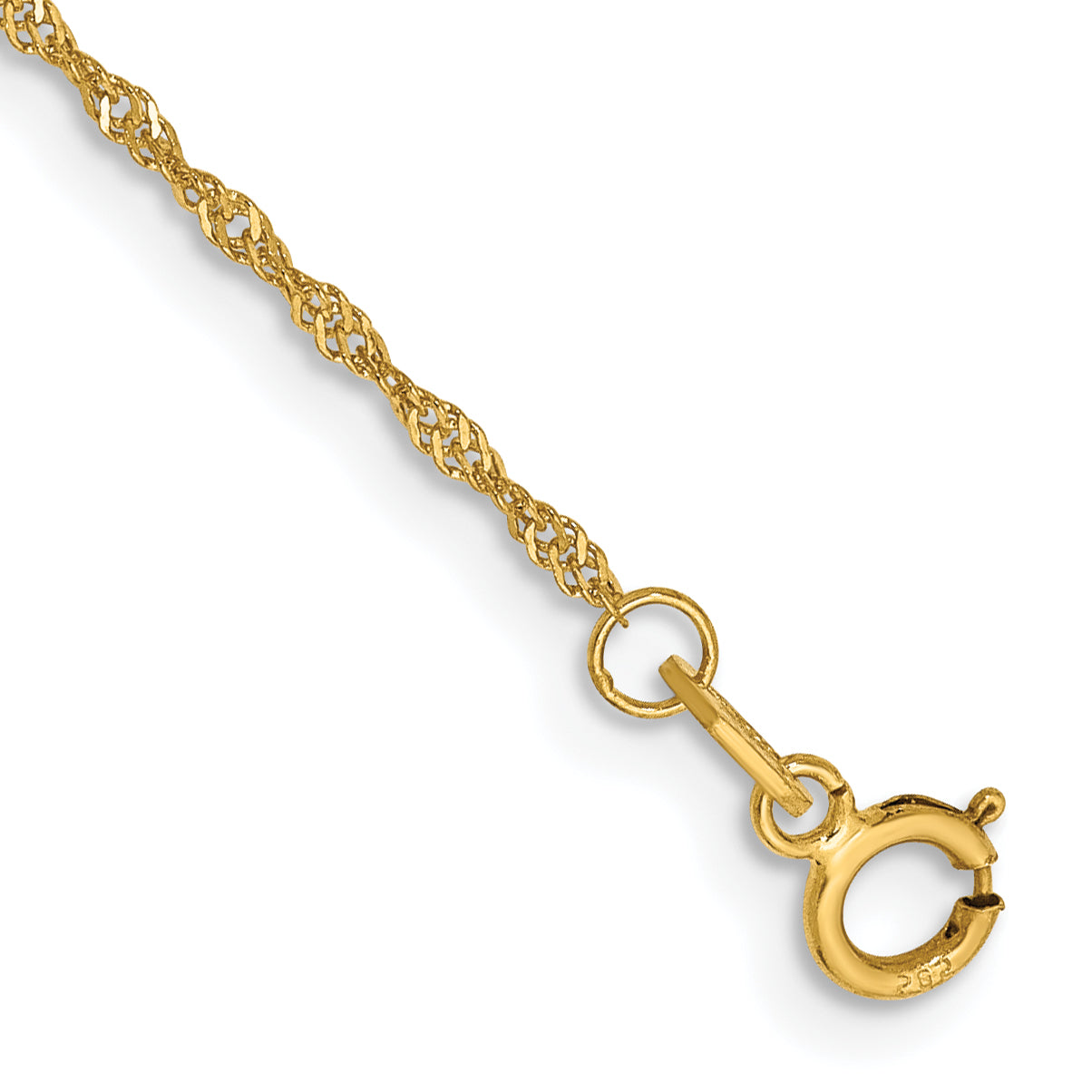 14K 10 inch 1.10mm Singapore with Spring Ring Clasp Anklet Main image