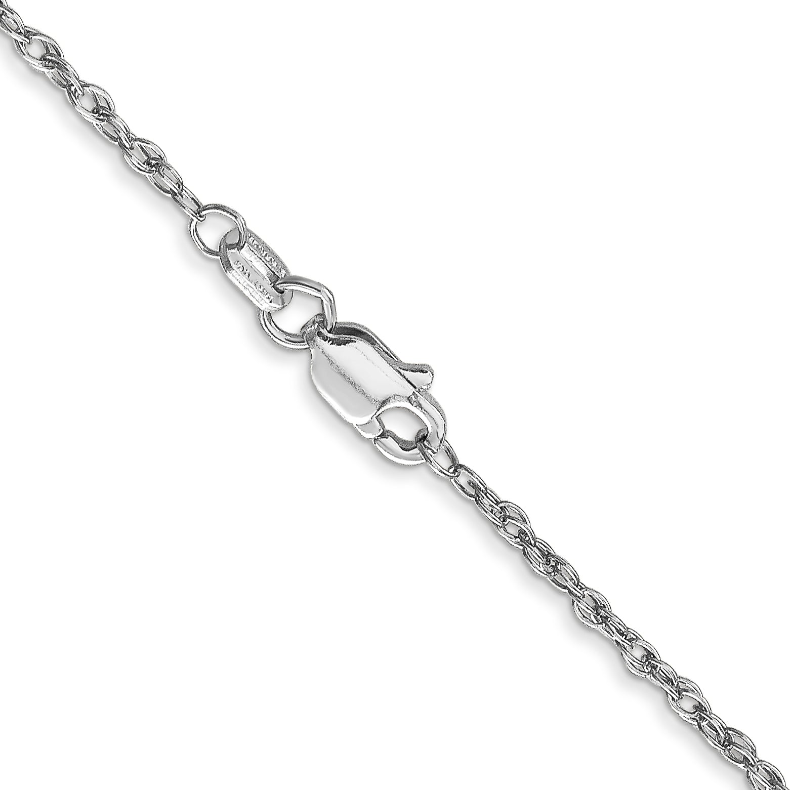 14K White Gold 1.3mm Heavy Baby Rope with Lobster Clasp Chain
