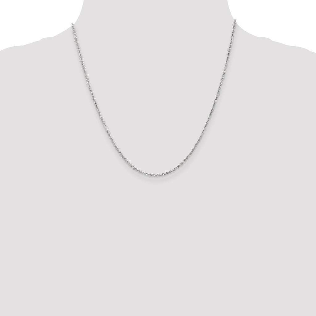 14K White Gold 1.3mm Heavy Baby Rope with Lobster Clasp Chain