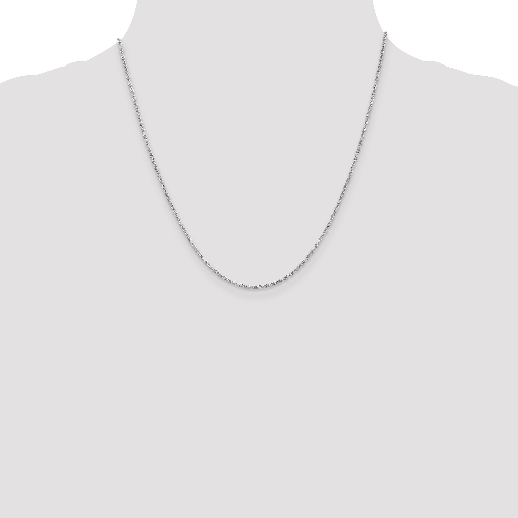 14K White Gold 1.3mm Heavy Baby Rope with Lobster Clasp Chain