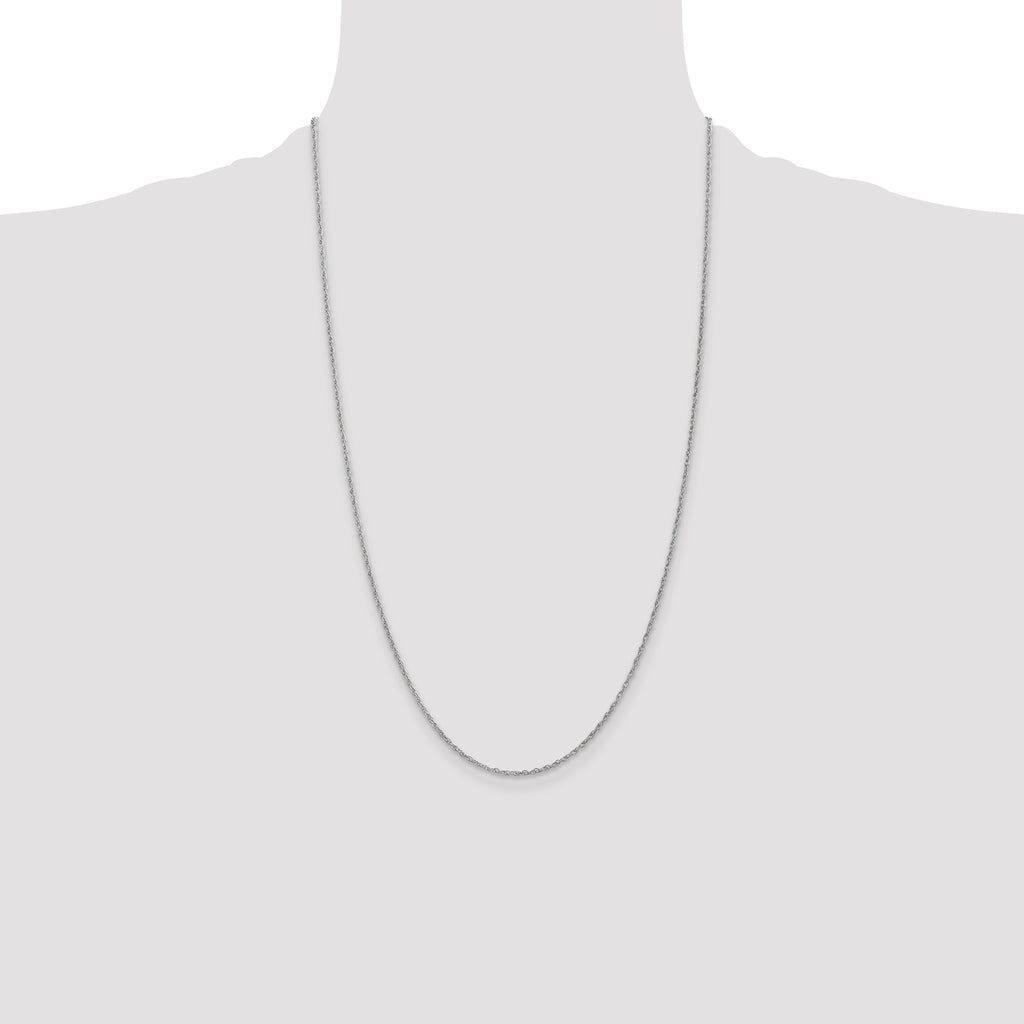 14K White Gold 1.3mm Heavy Baby Rope with Lobster Clasp Chain