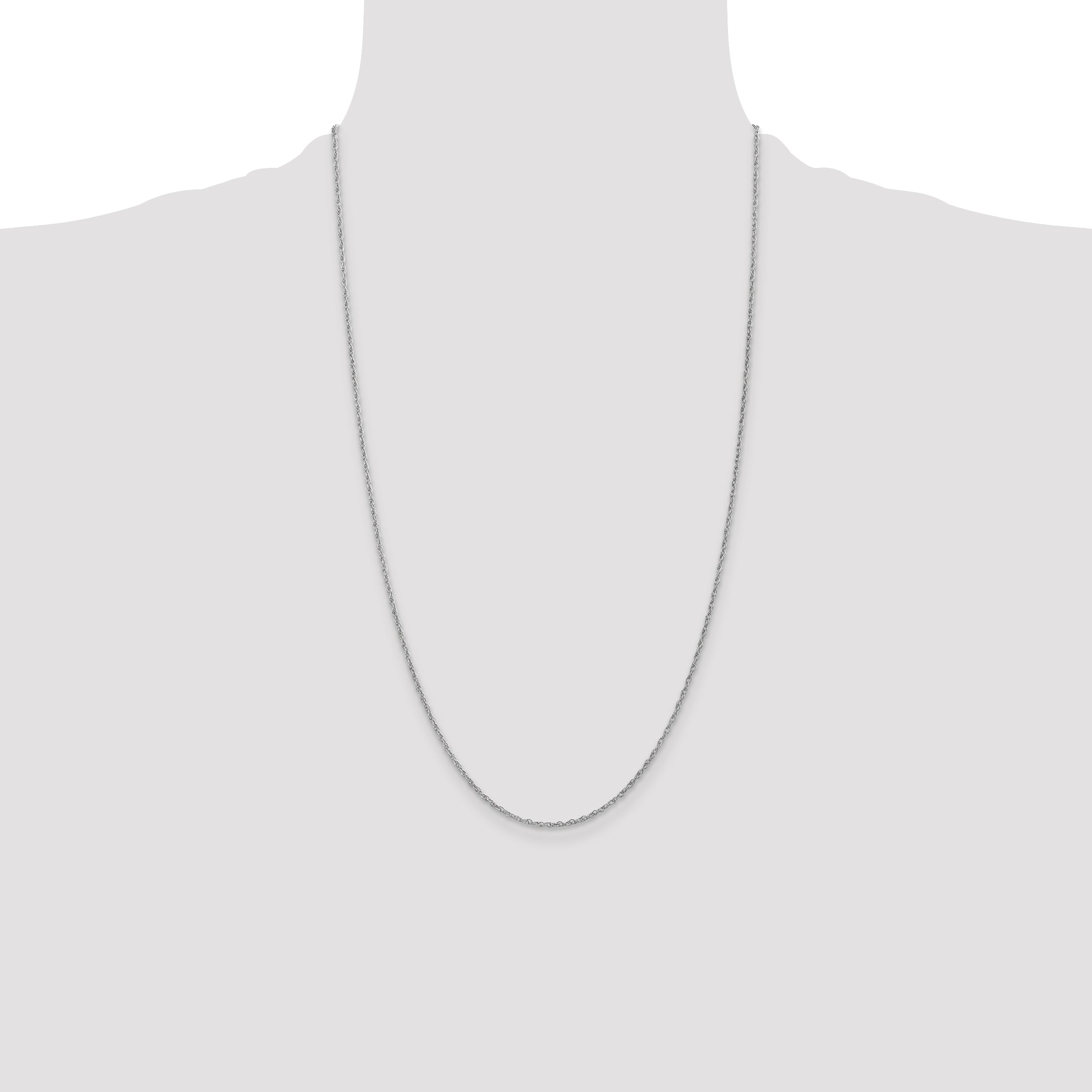 14K White Gold 1.3mm Heavy Baby Rope with Lobster Clasp Chain