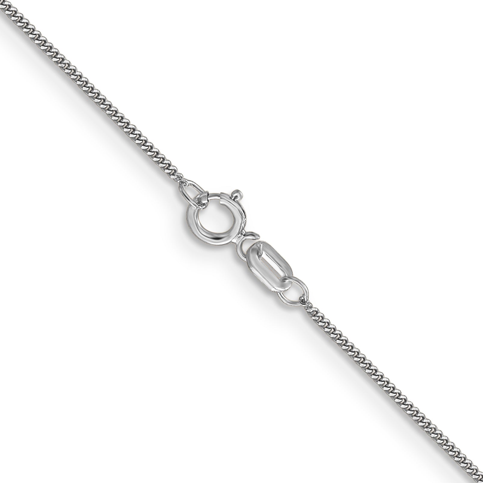 14K White Gold 24 inch .9mm Curb  with Spring Ring Clasp Pendant Chain