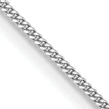 14K White Gold Solid Curb Chain Necklace 0.9mm, 10–24 Inch