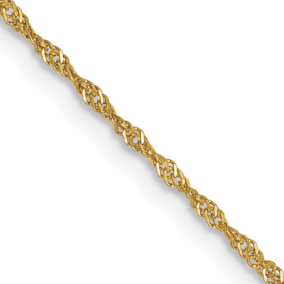 14K 22 inch 1.10mm Singapore with Spring Ring Clasp Chain