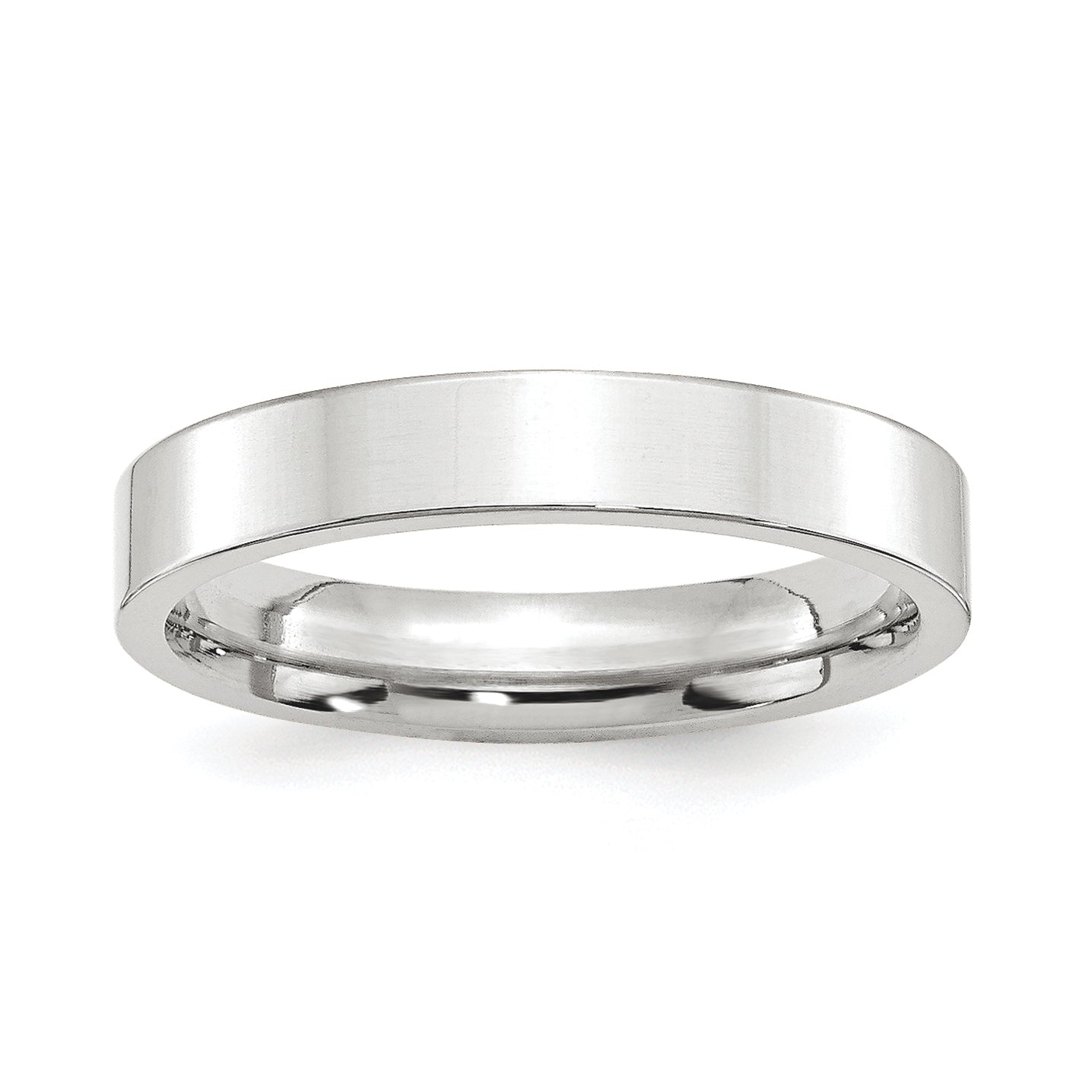 Platinum 4mm Polished Flat Wedding Band Main image