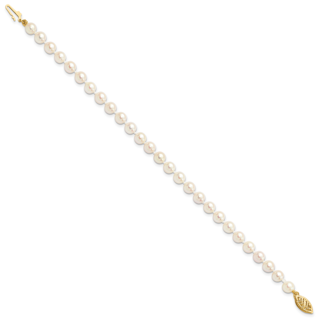 14k 5-6mm White Round Akoya Saltwater Cultured Pearl Necklace
