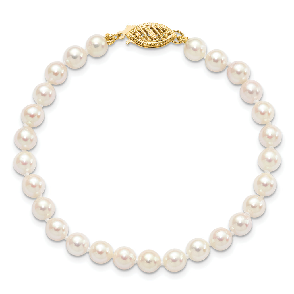 14k 5-6mm White Round Akoya Saltwater Cultured Pearl Necklace