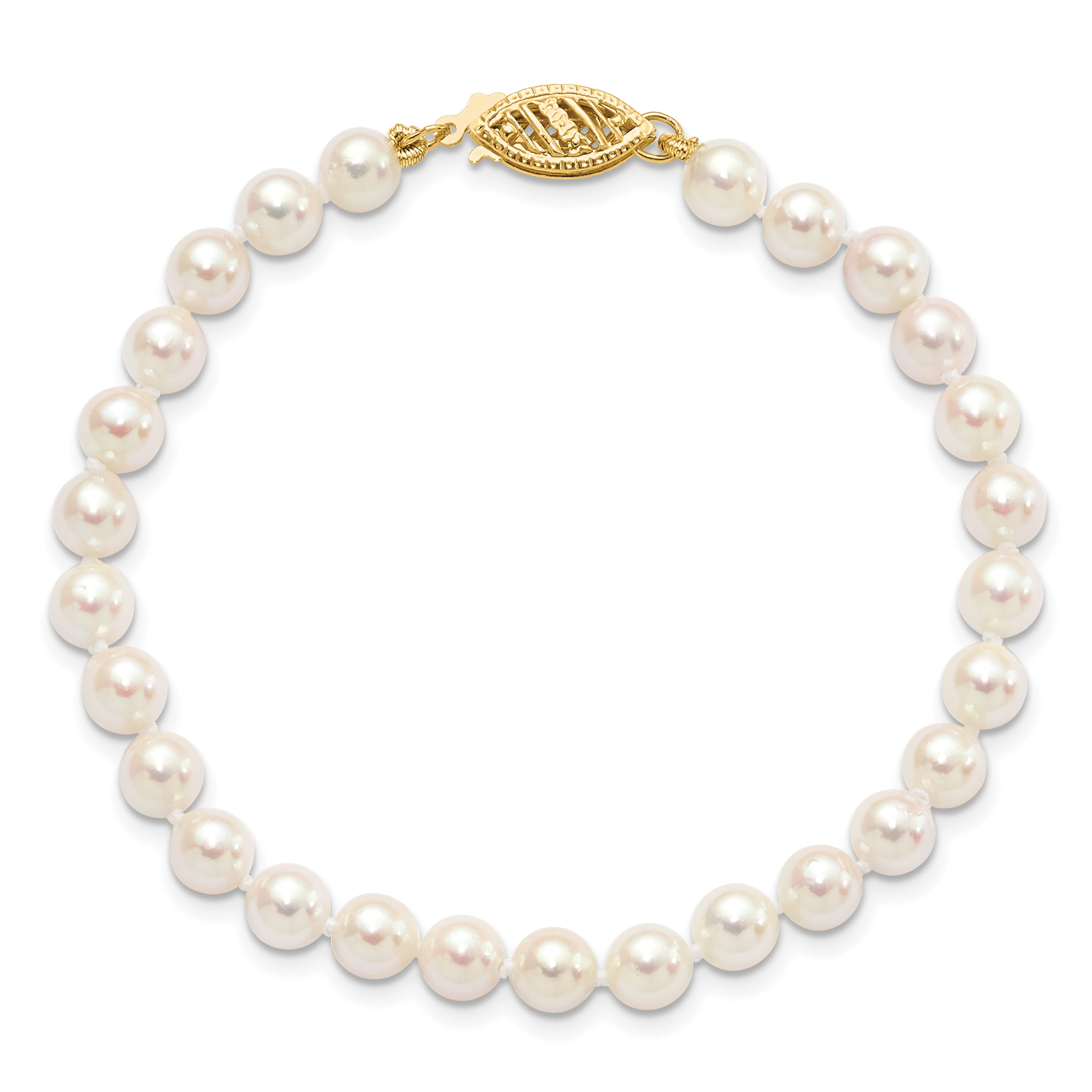 14k 5-6mm White Round Akoya Saltwater Cultured Pearl Necklace