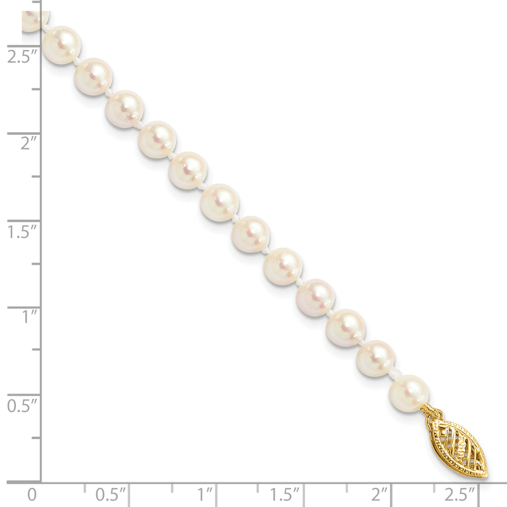 14k 5-6mm White Round Akoya Saltwater Cultured Pearl Necklace