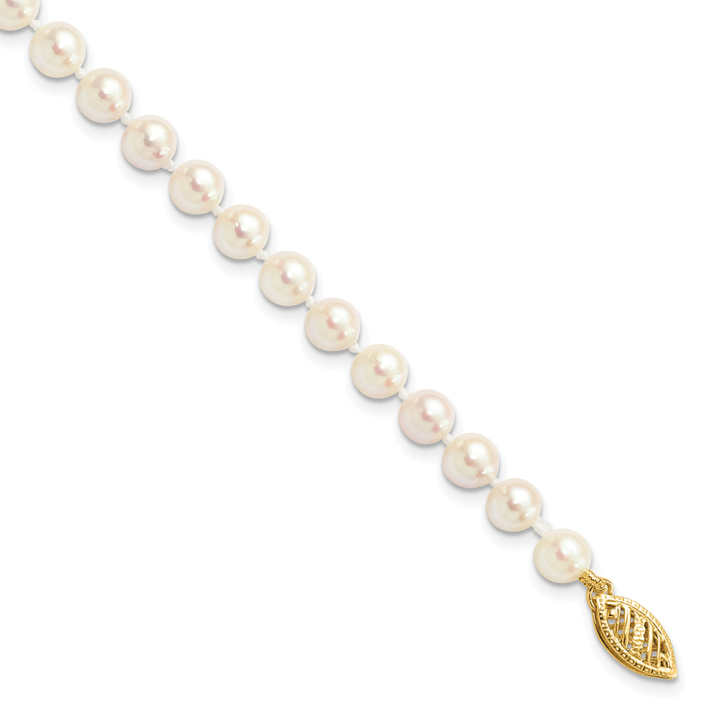 14k 5-6mm White Round Akoya Saltwater Cultured Pearl Necklace