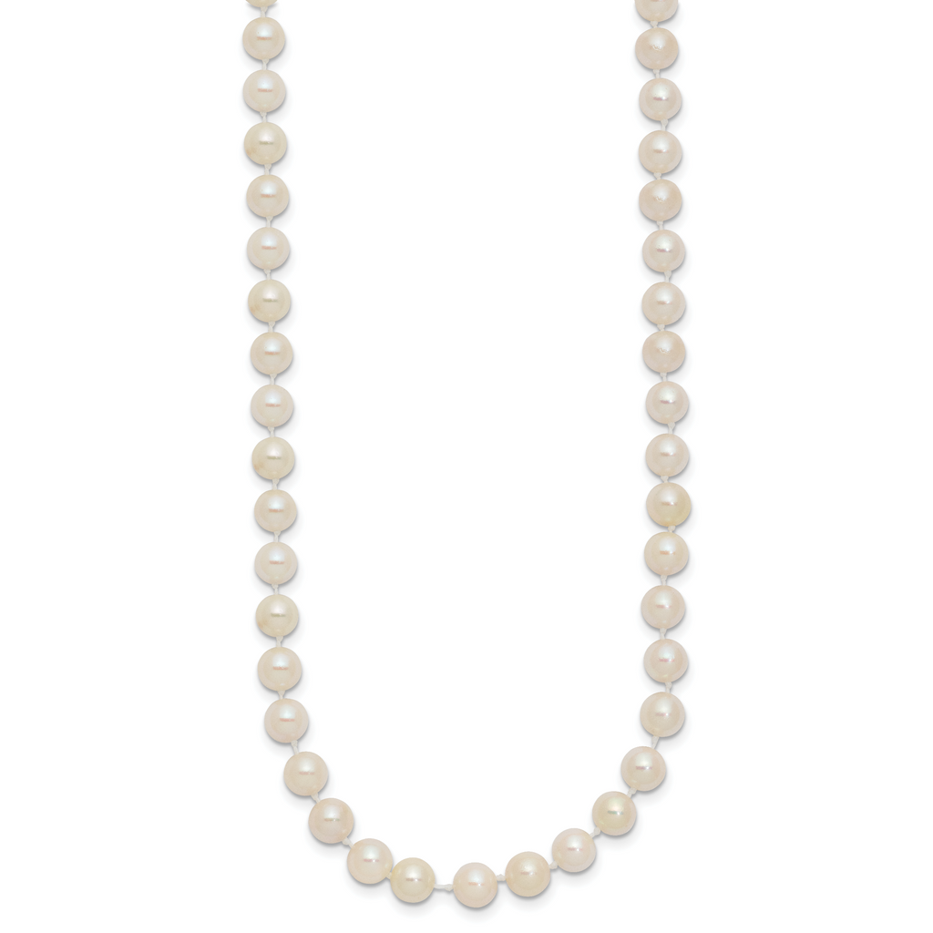 14k 5-6mm White Round Akoya Saltwater Cultured Pearl Necklace