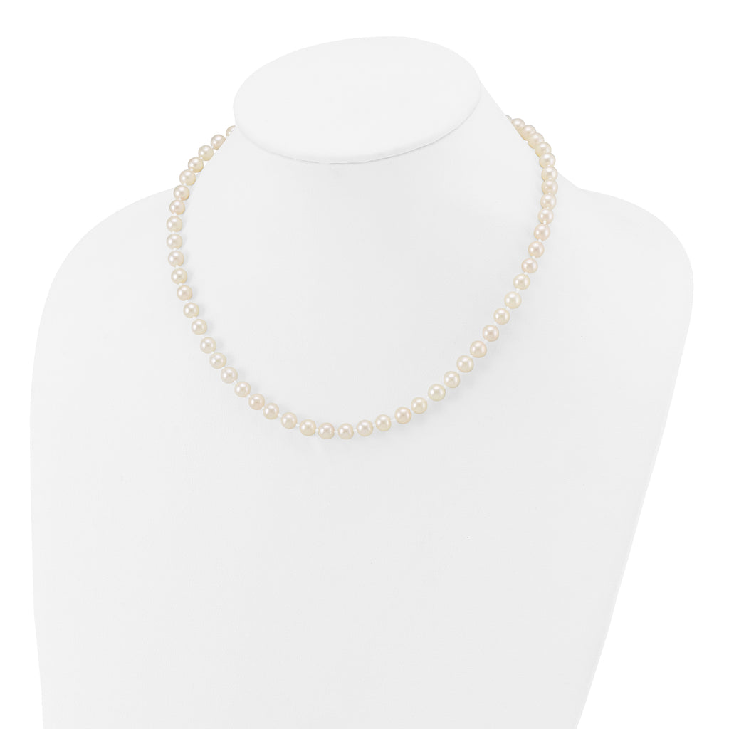 14k 5-6mm White Round Akoya Saltwater Cultured Pearl Necklace