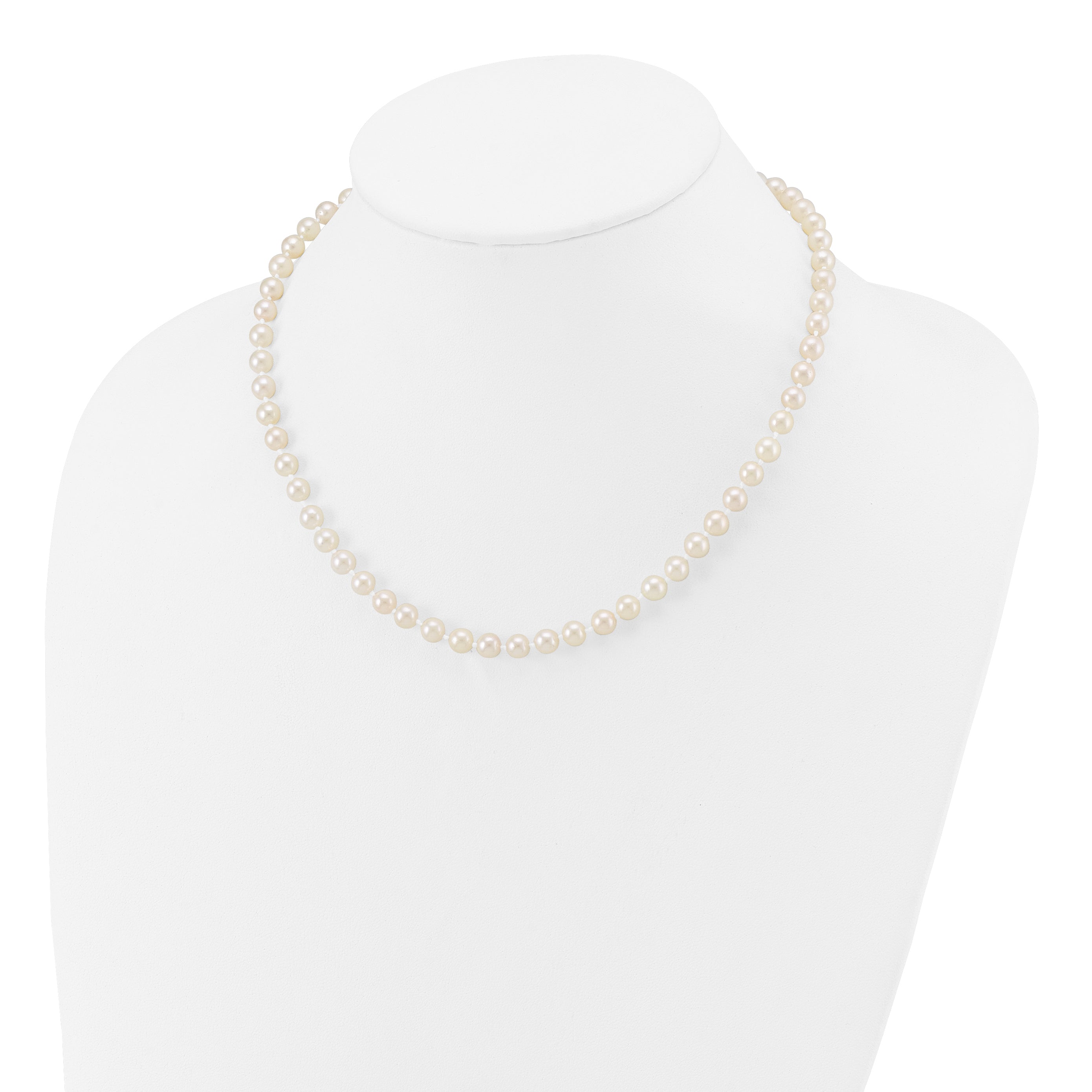 14k 5-6mm White Round Akoya Saltwater Cultured Pearl Necklace