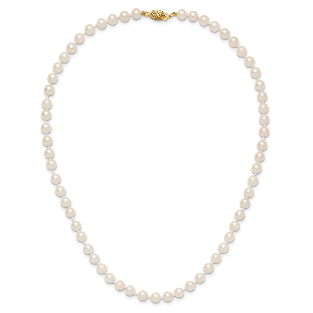 14k 5-6mm White Round Akoya Saltwater Cultured Pearl Necklace
