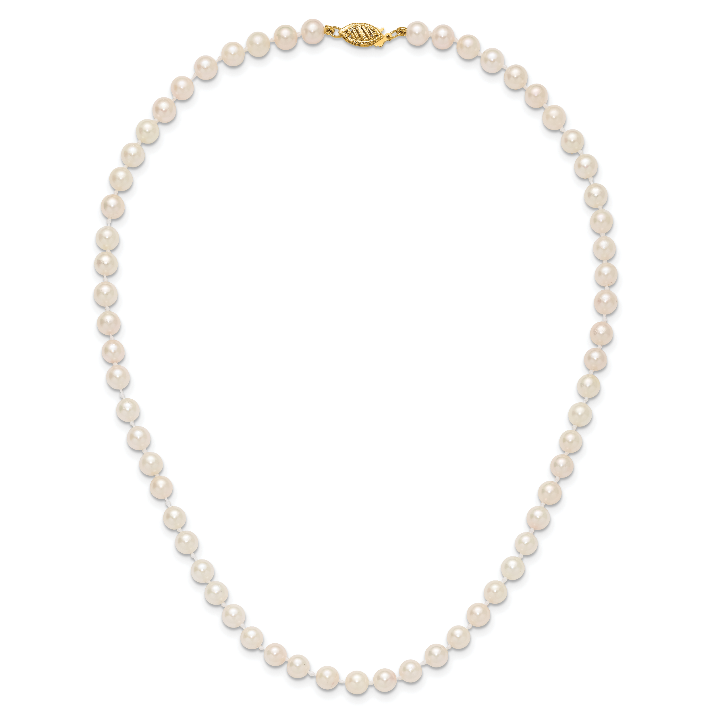 14k 5-6mm White Round Akoya Saltwater Cultured Pearl Necklace