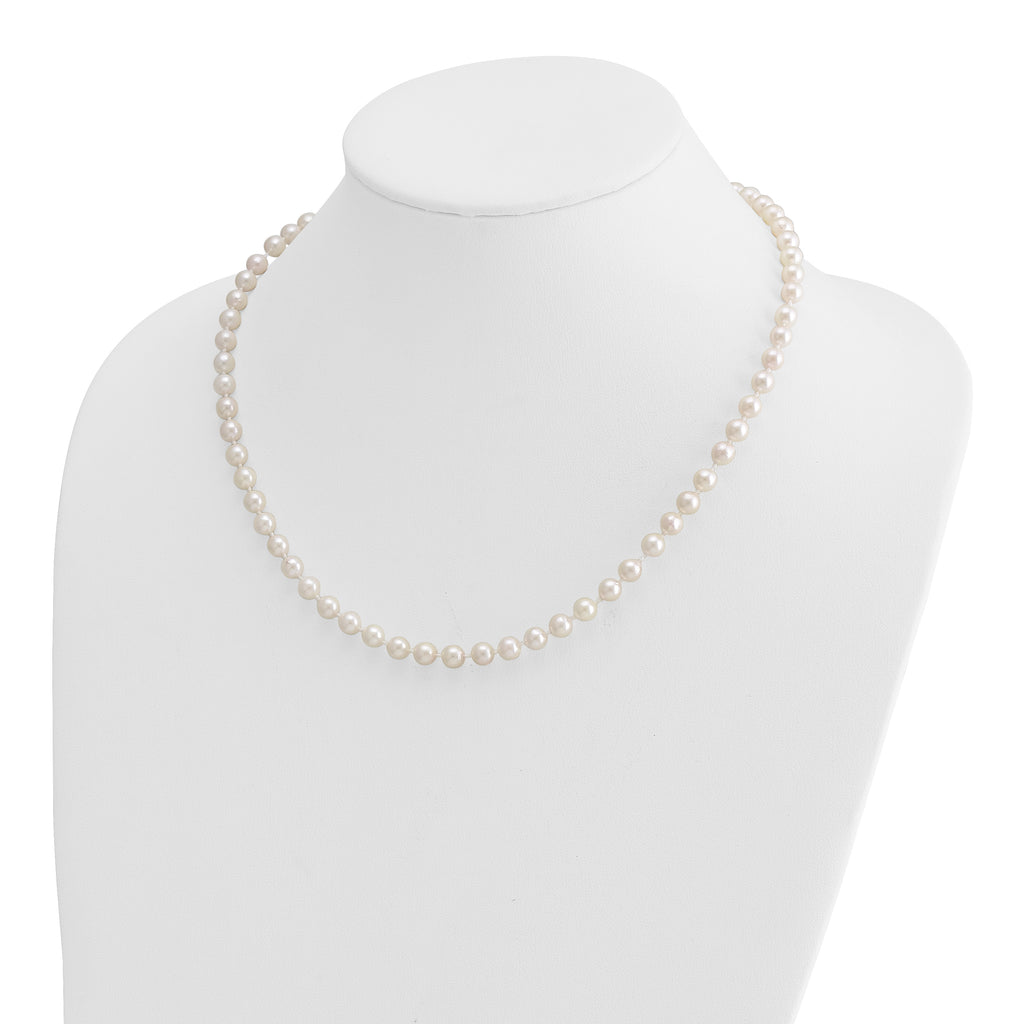 14k 5-6mm White Round Akoya Saltwater Cultured Pearl Necklace