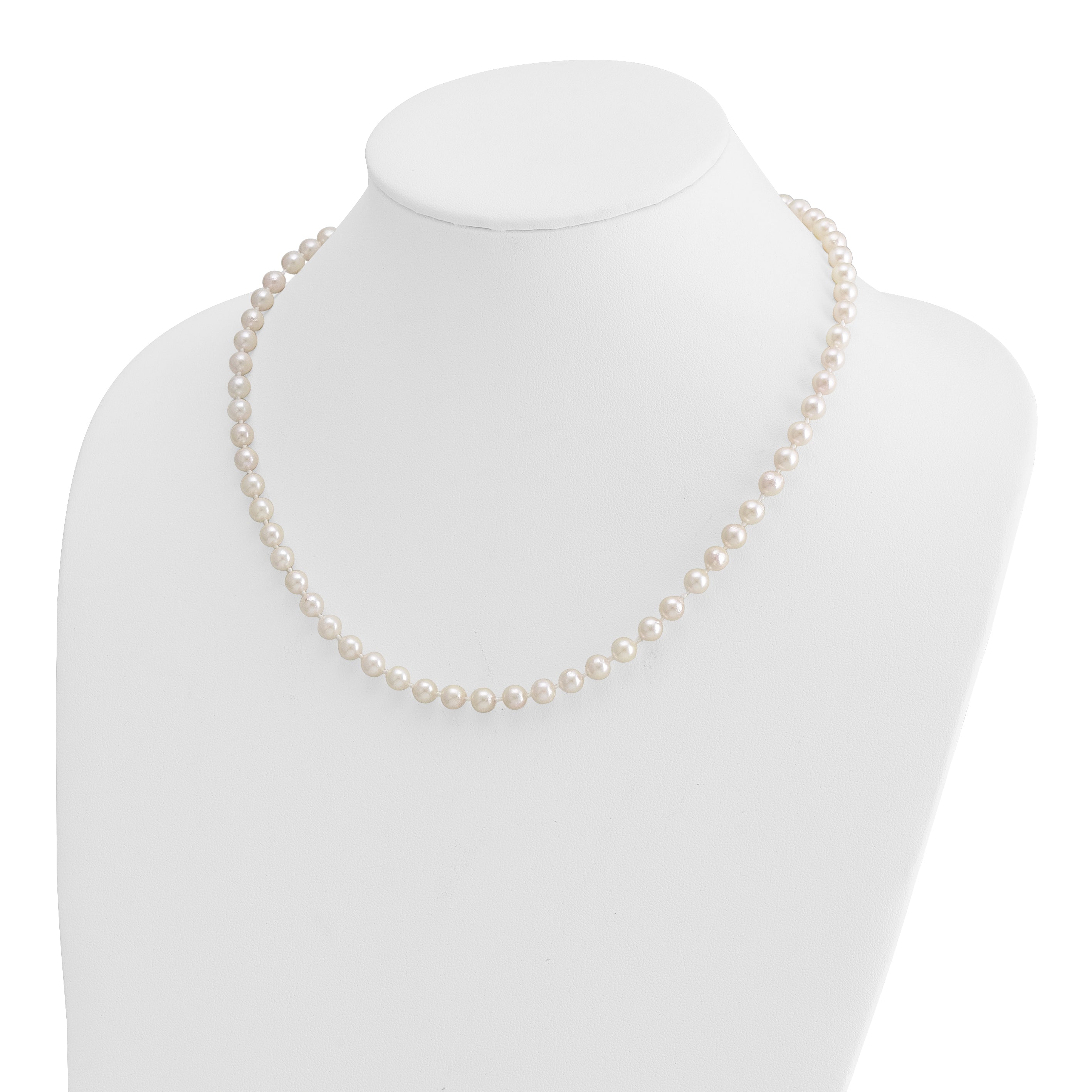 14k 5-6mm White Round Akoya Saltwater Cultured Pearl Necklace