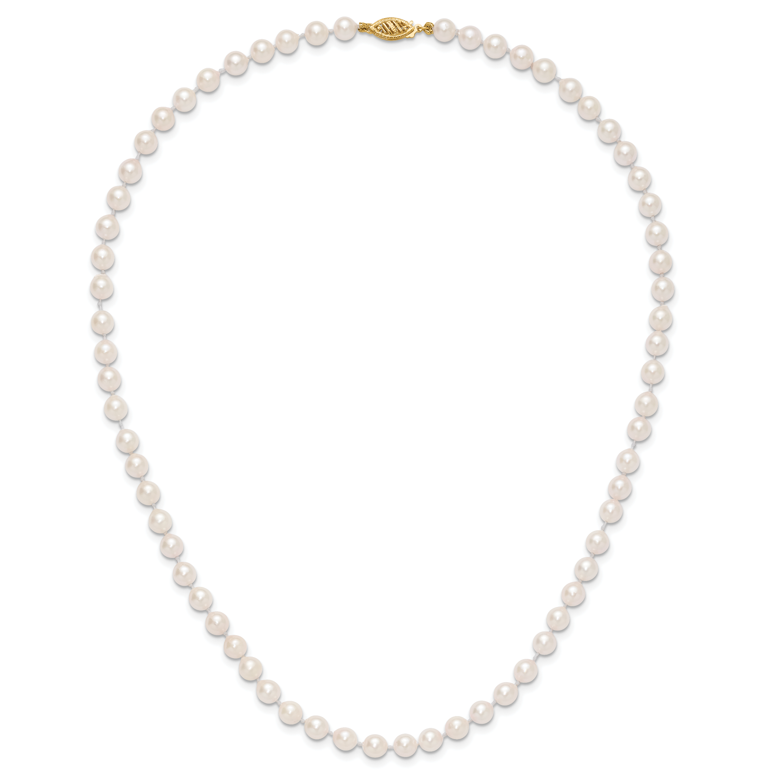 14k 5-6mm White Round Akoya Saltwater Cultured Pearl Necklace