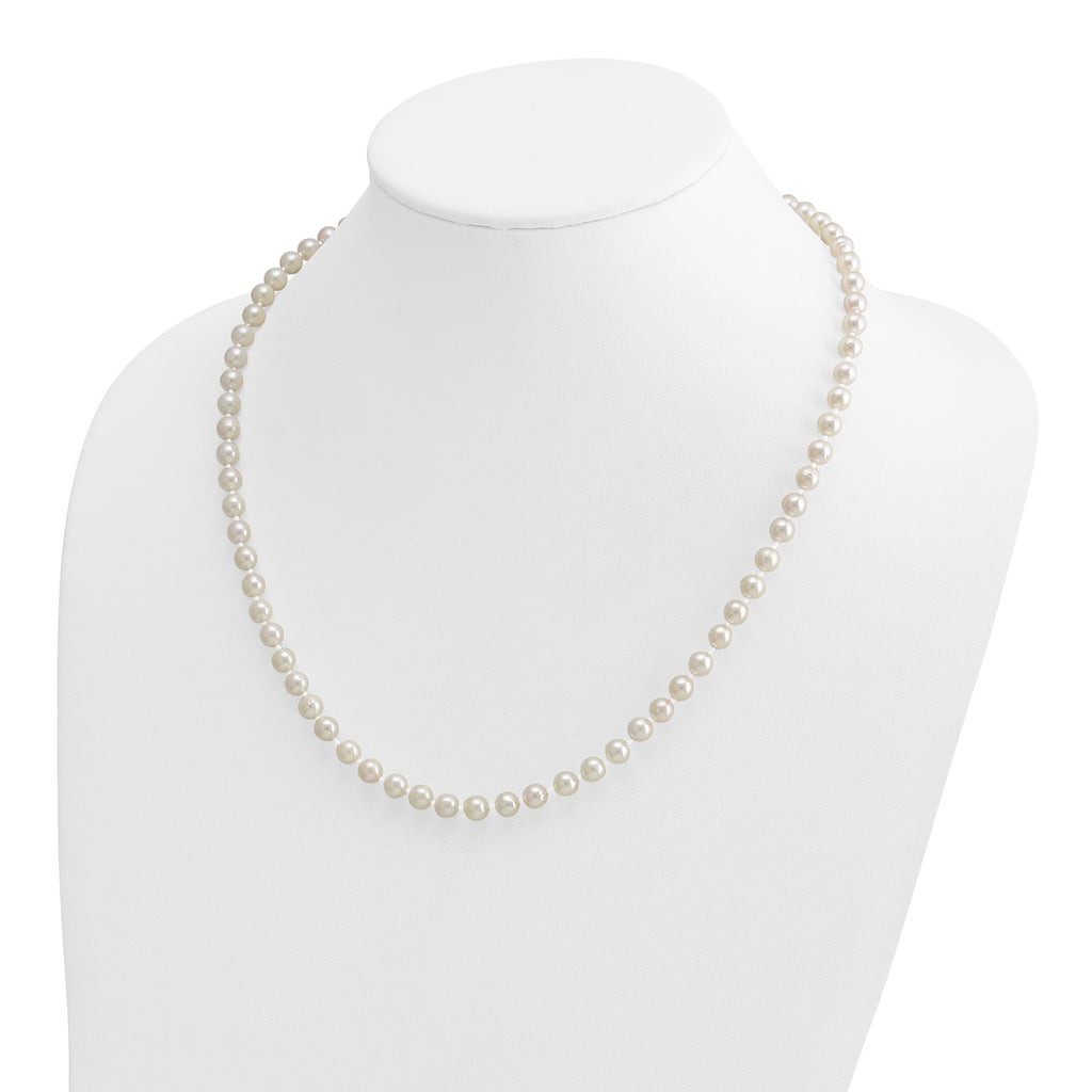 14k 5-6mm White Round Akoya Saltwater Cultured Pearl Necklace