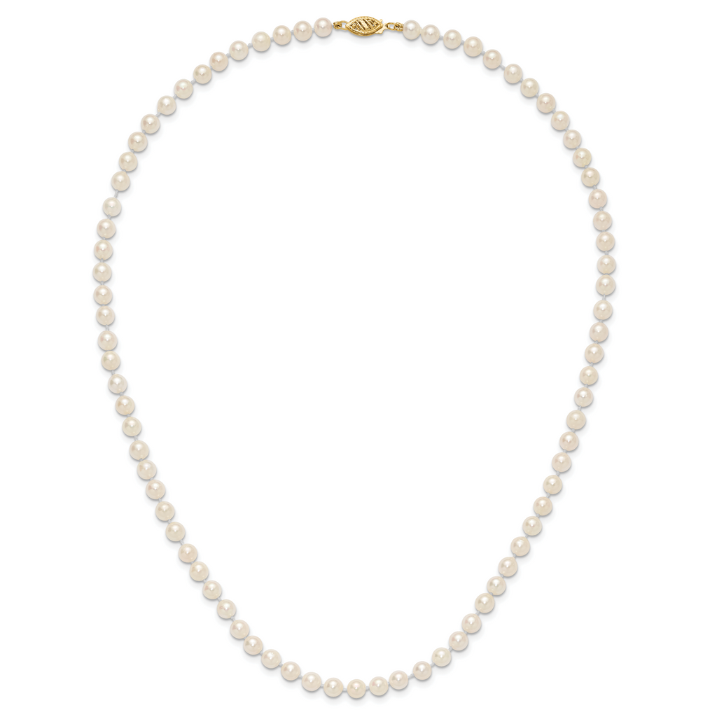 14k 5-6mm White Round Akoya Saltwater Cultured Pearl Necklace