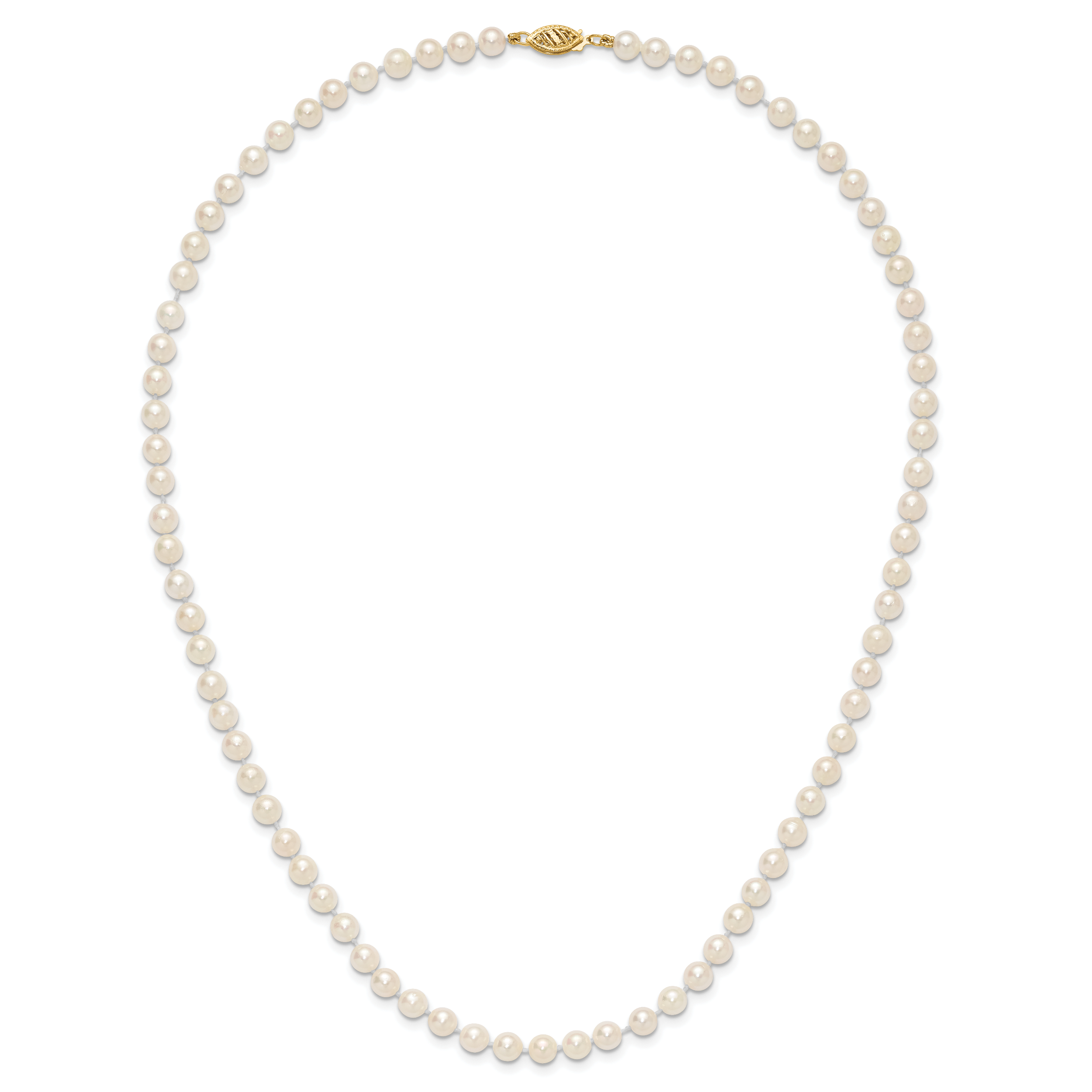 14k 5-6mm White Round Akoya Saltwater Cultured Pearl Necklace