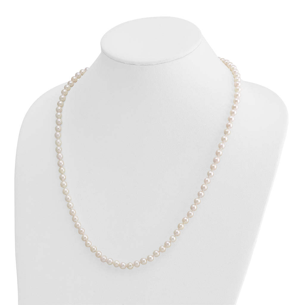 14k 5-6mm White Round Akoya Saltwater Cultured Pearl Necklace