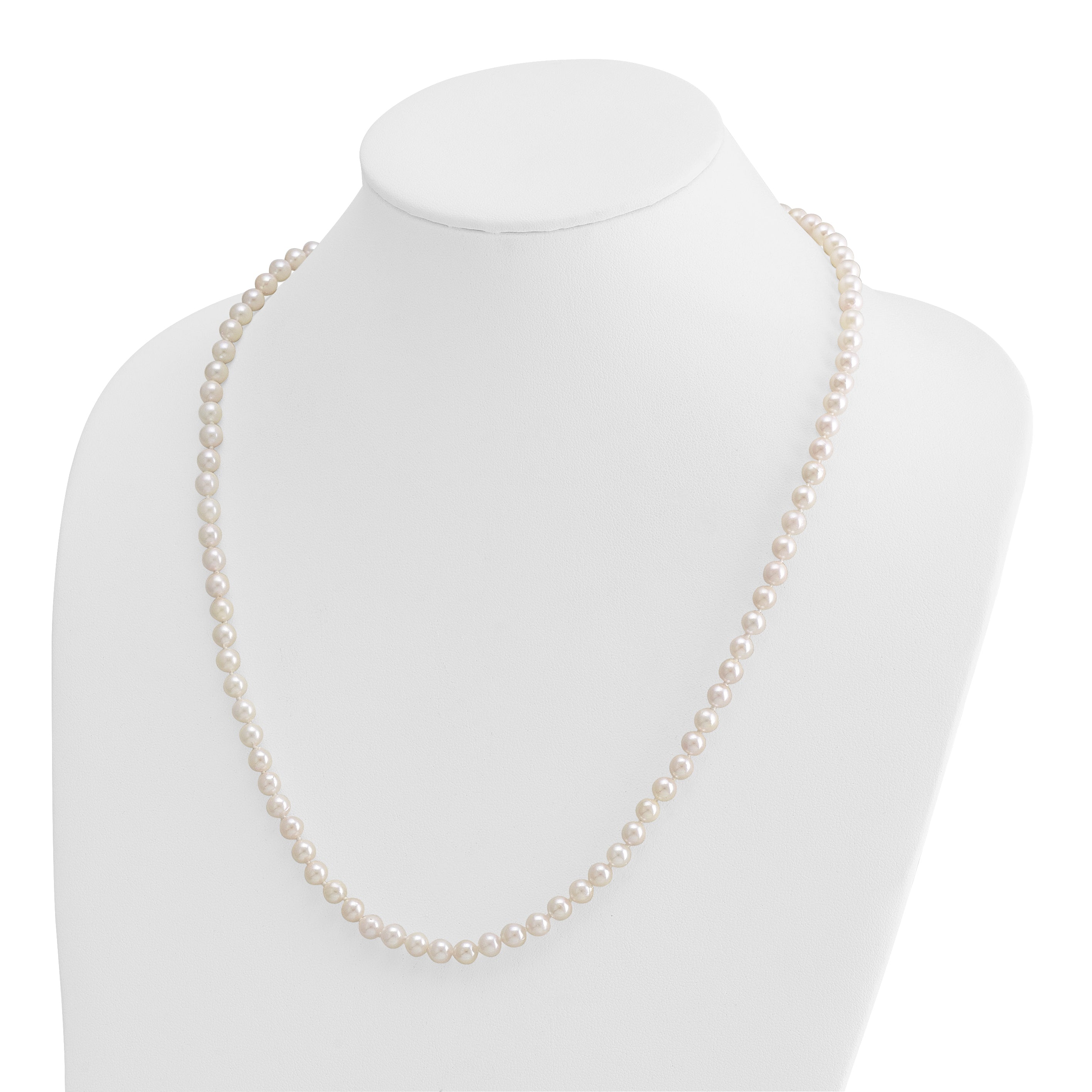 14k 5-6mm White Round Akoya Saltwater Cultured Pearl Necklace