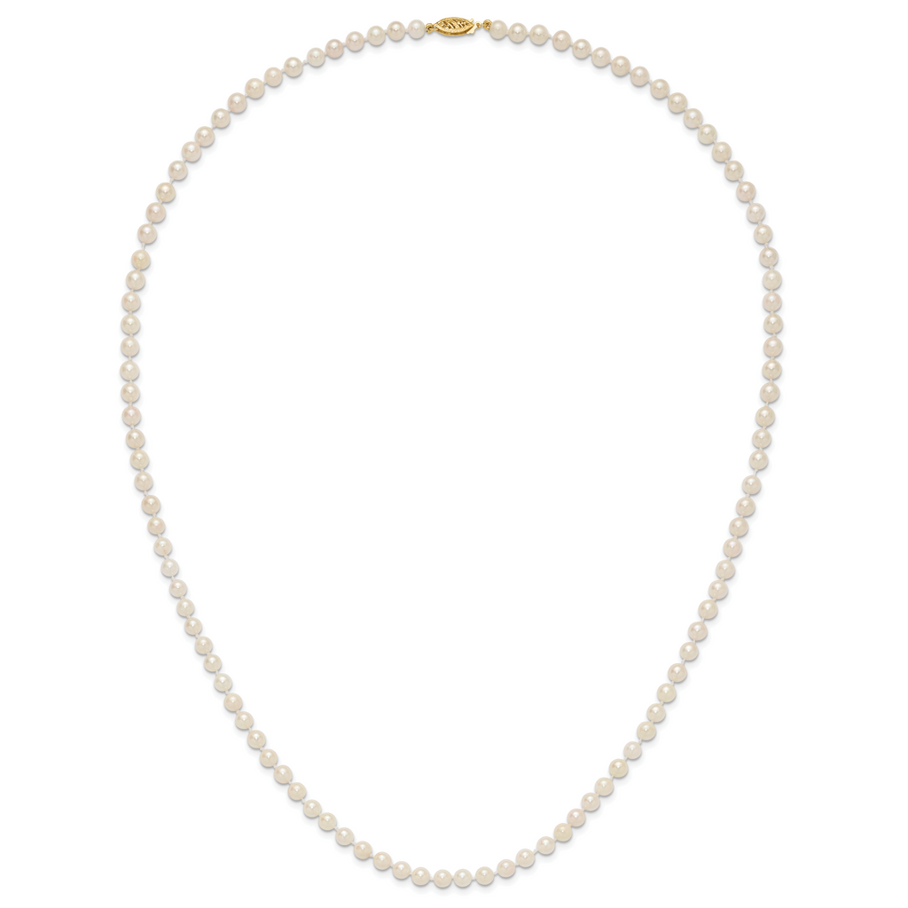 14k 5-6mm White Round Akoya Saltwater Cultured Pearl Necklace