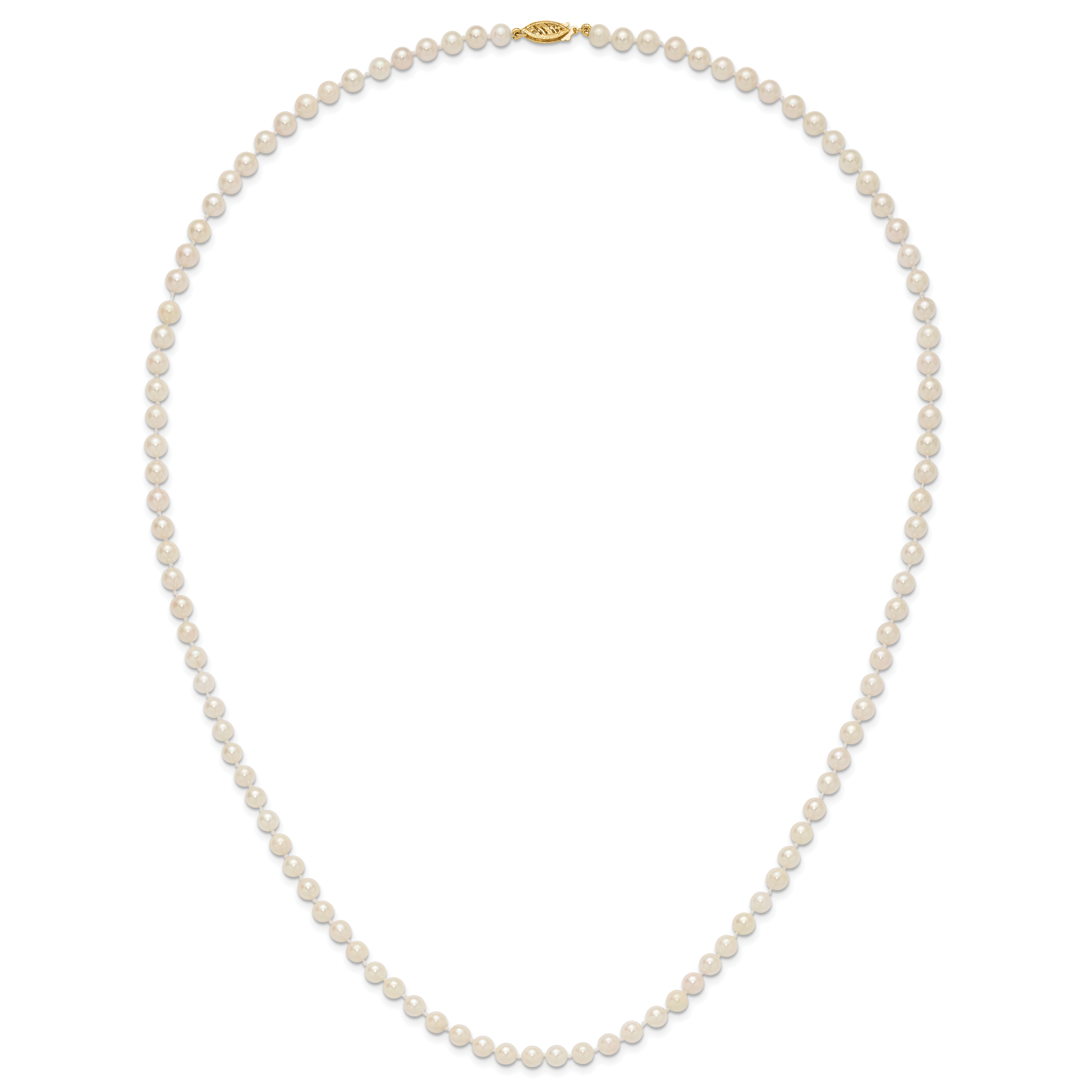 14k 5-6mm White Round Akoya Saltwater Cultured Pearl Necklace