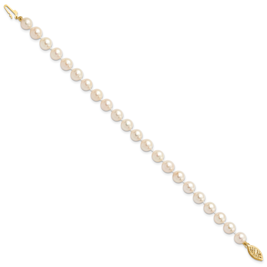 14k 6-7mm White Round Akoya Saltwater Cultured Pearl Necklace